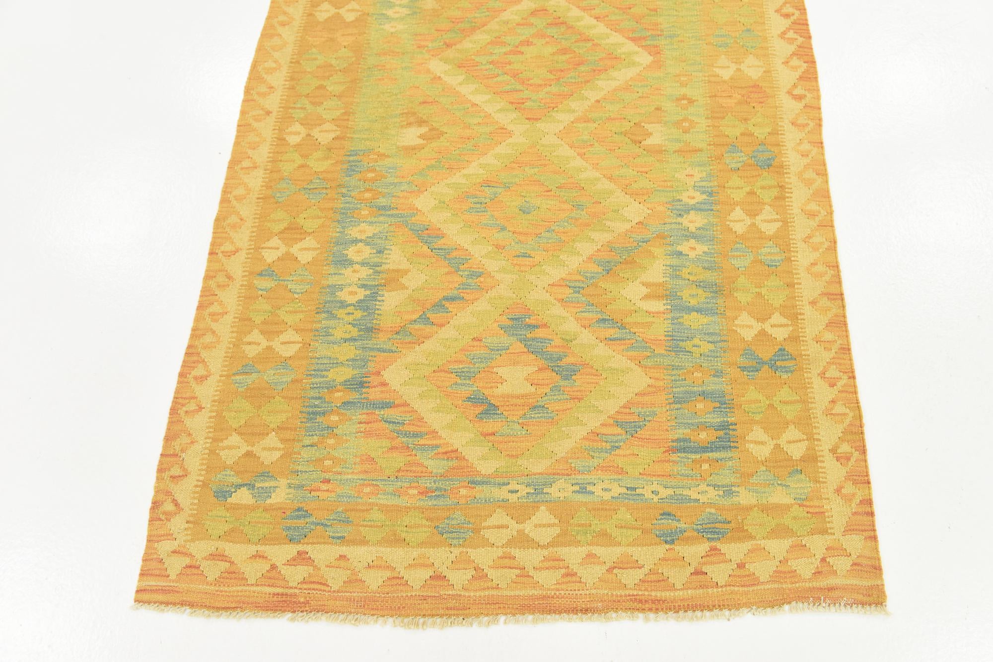 3' 4 x 5' 2 Hand Woven Kilim Waziri Wool Rug