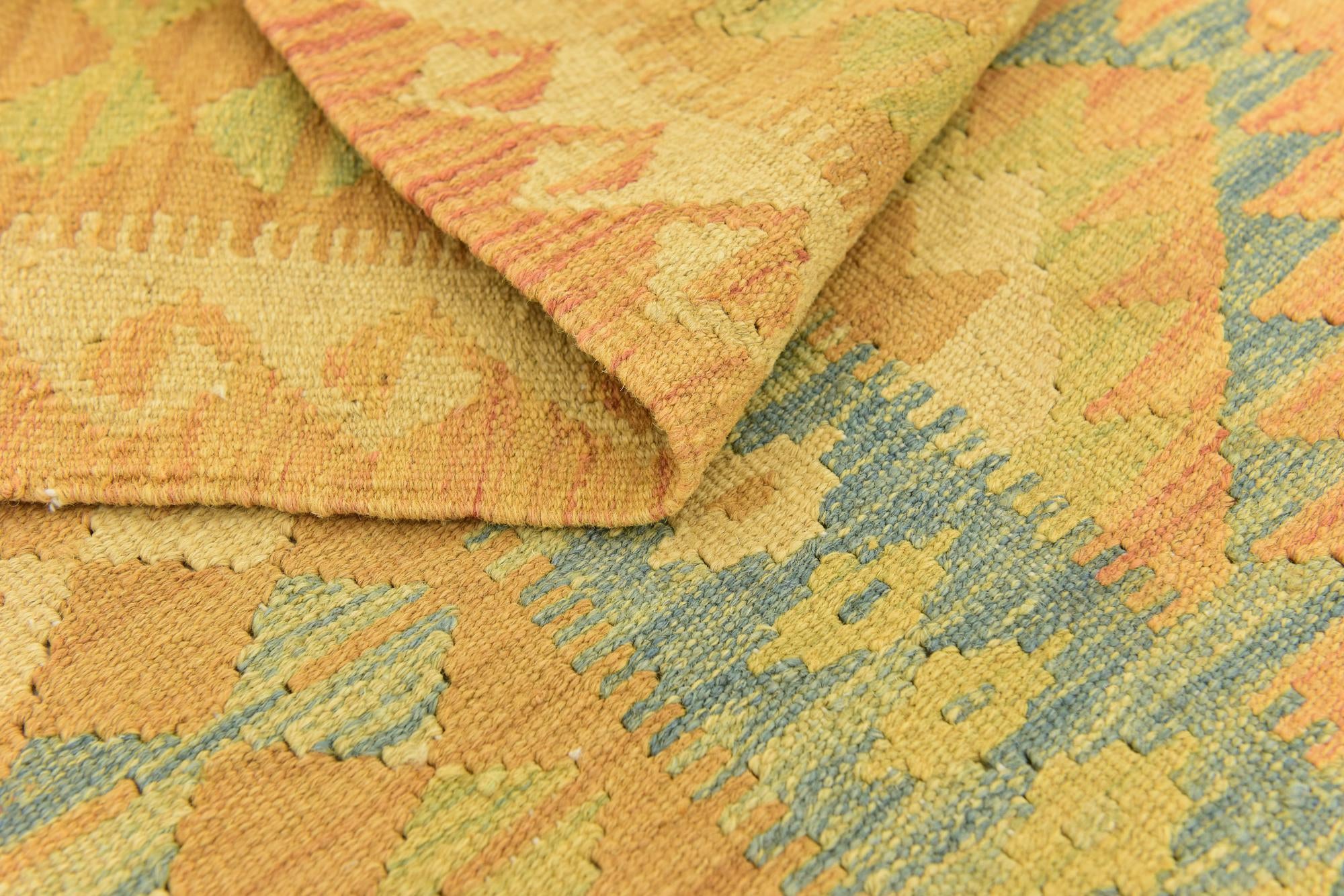 3' 4 x 5' 2 Hand Woven Kilim Waziri Wool Rug