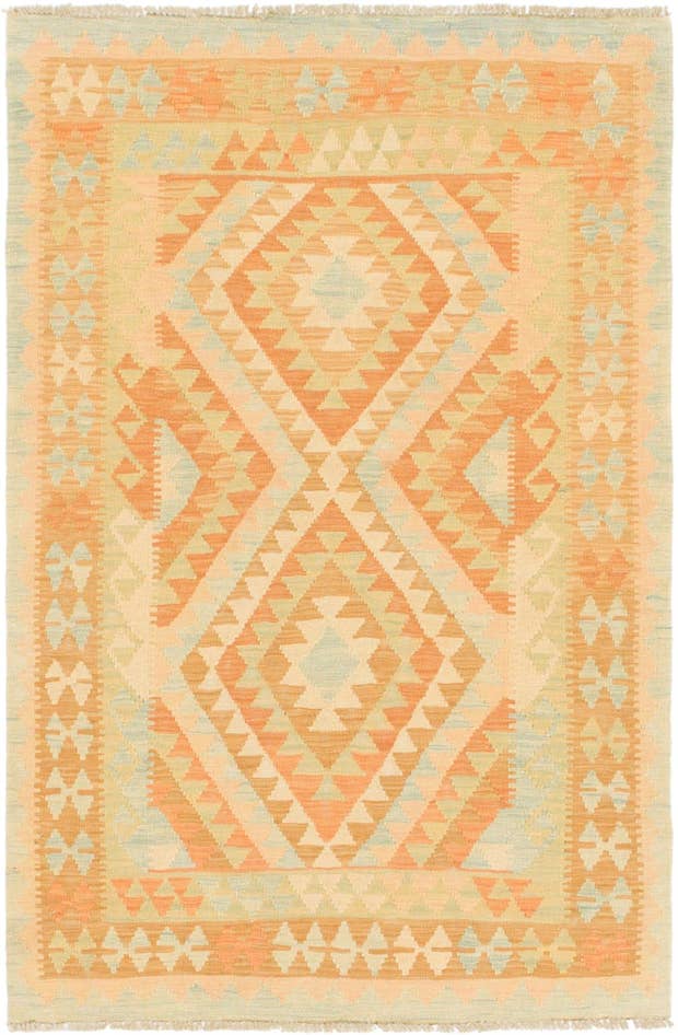 Detail image of 3' 2 x 5' Hand Woven Kilim Waziri Wool Rug