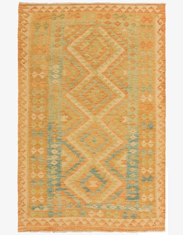 3' 4 x 5' 2 Hand Woven Kilim Waziri Wool Rug