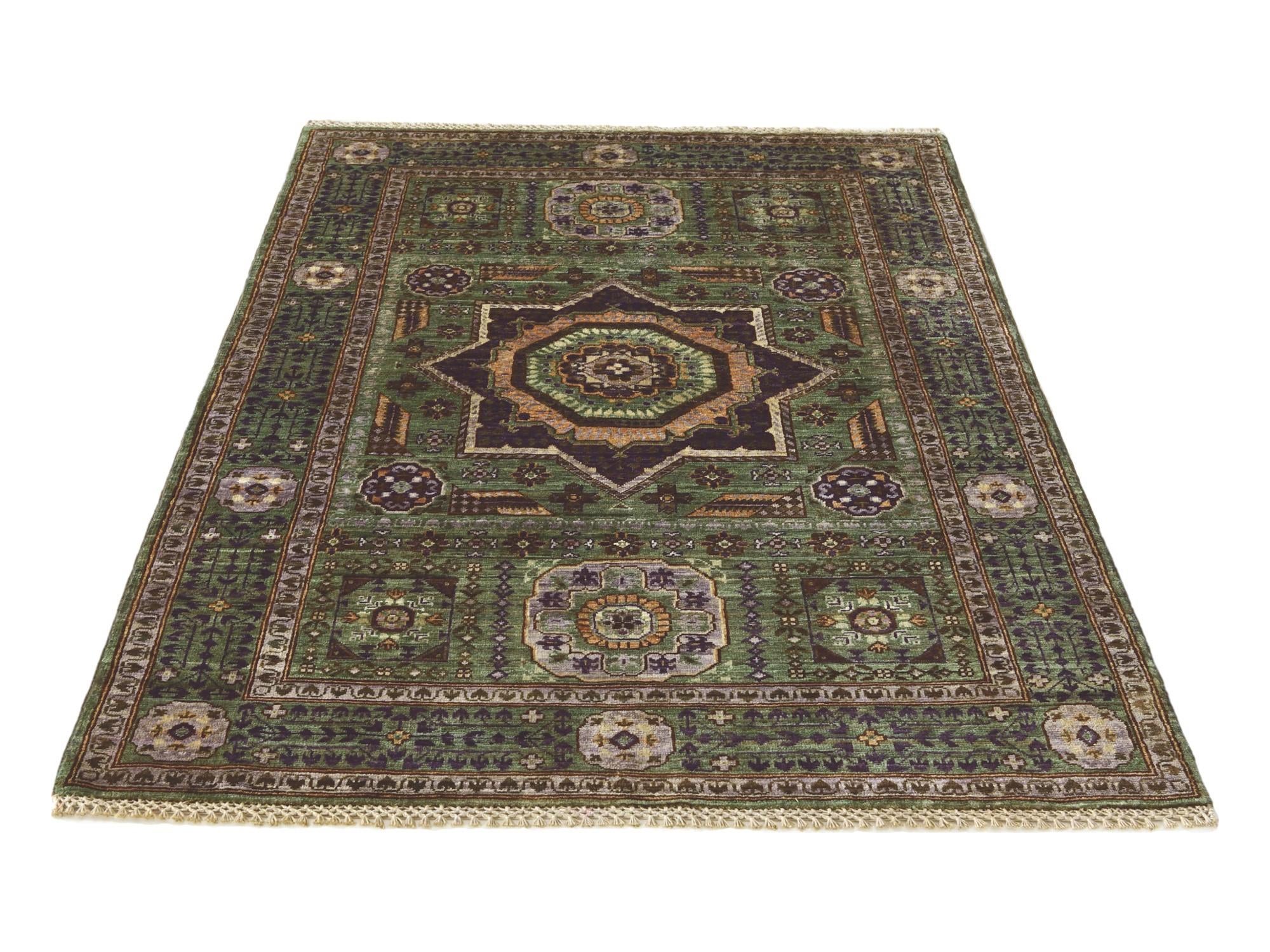3' 4 x 4' 9 Hand Knotted Mamluk Ziegler Rug