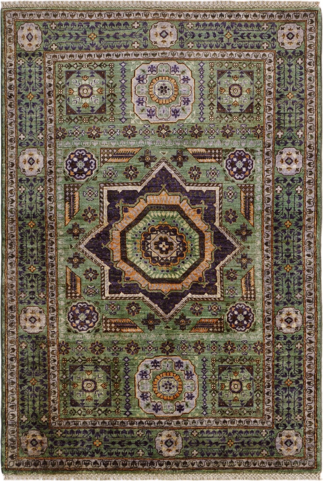 3' 4 x 4' 9 Hand Knotted Mamluk Ziegler Rug