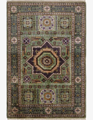 3' 4 x 4' 9 Hand Knotted Mamluk Ziegler Rug