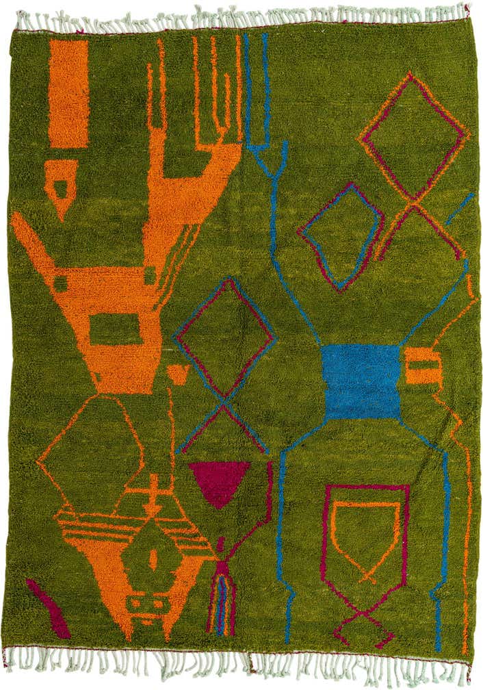 6' 10 x 9' 4 Hand Knotted Moroccan Wool Rug