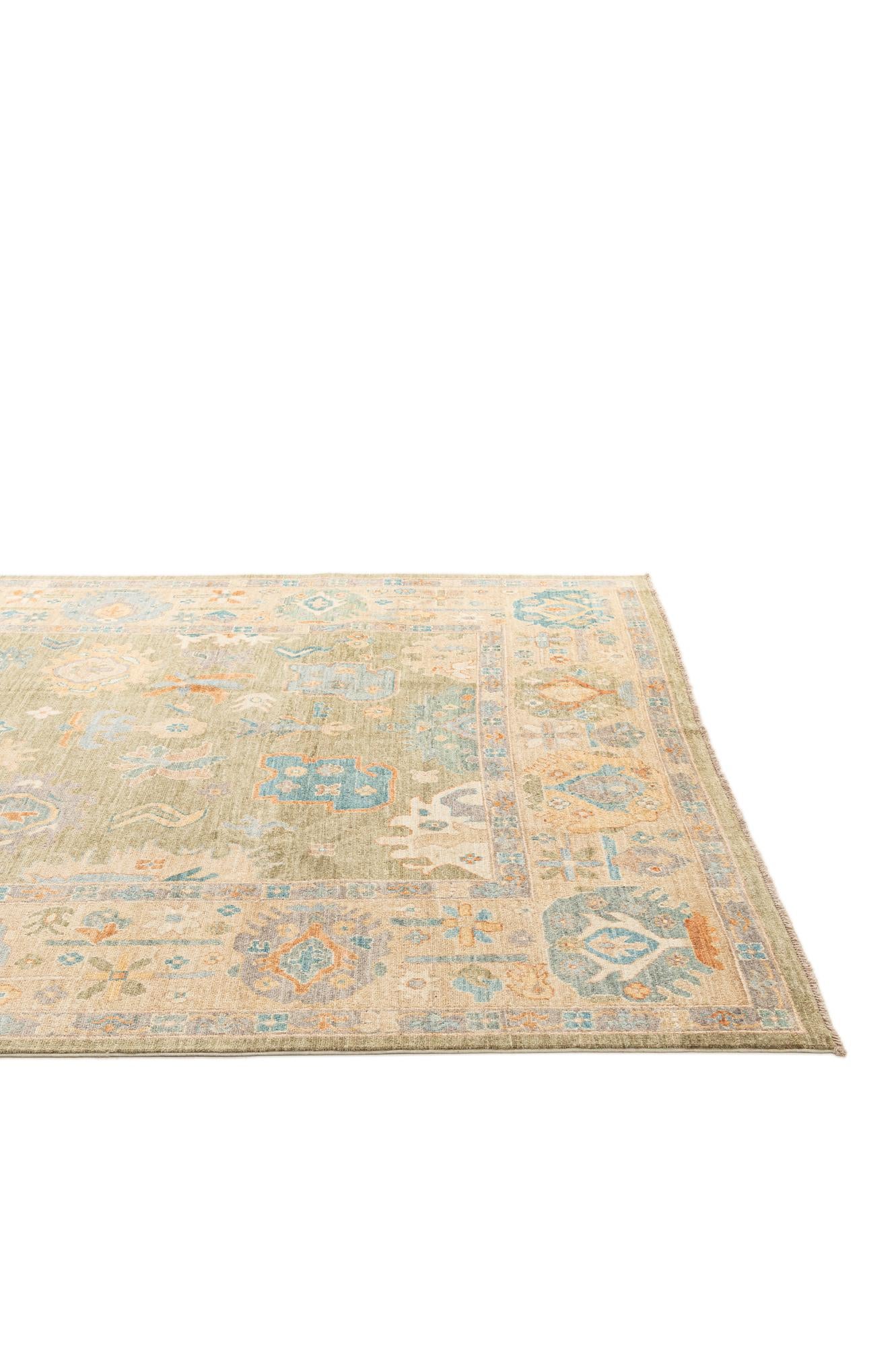 8' 1 x 9' 10 Hand Knotted Oushak Wool Rug