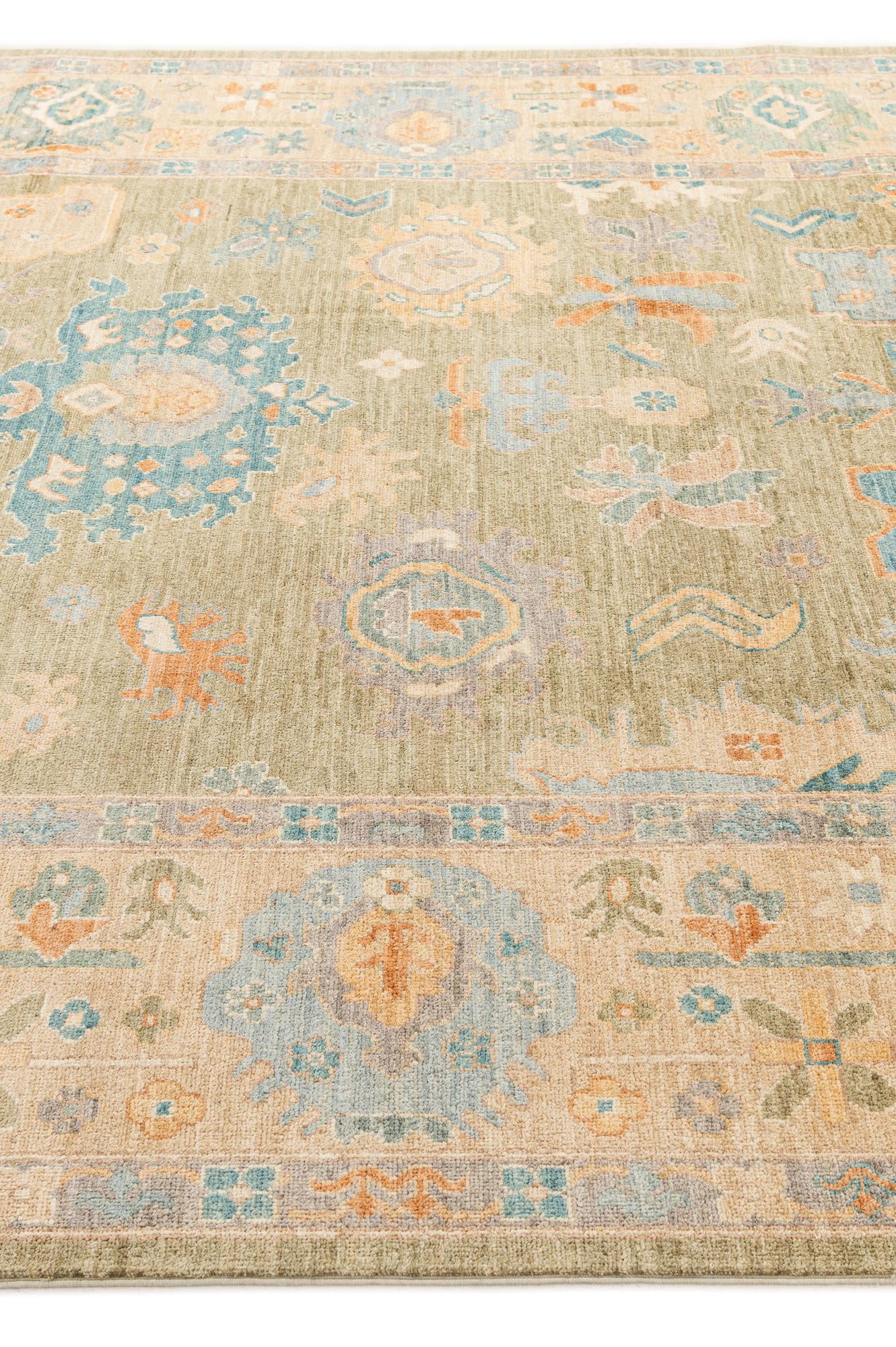 8' 1 x 9' 10 Hand Knotted Oushak Wool Rug