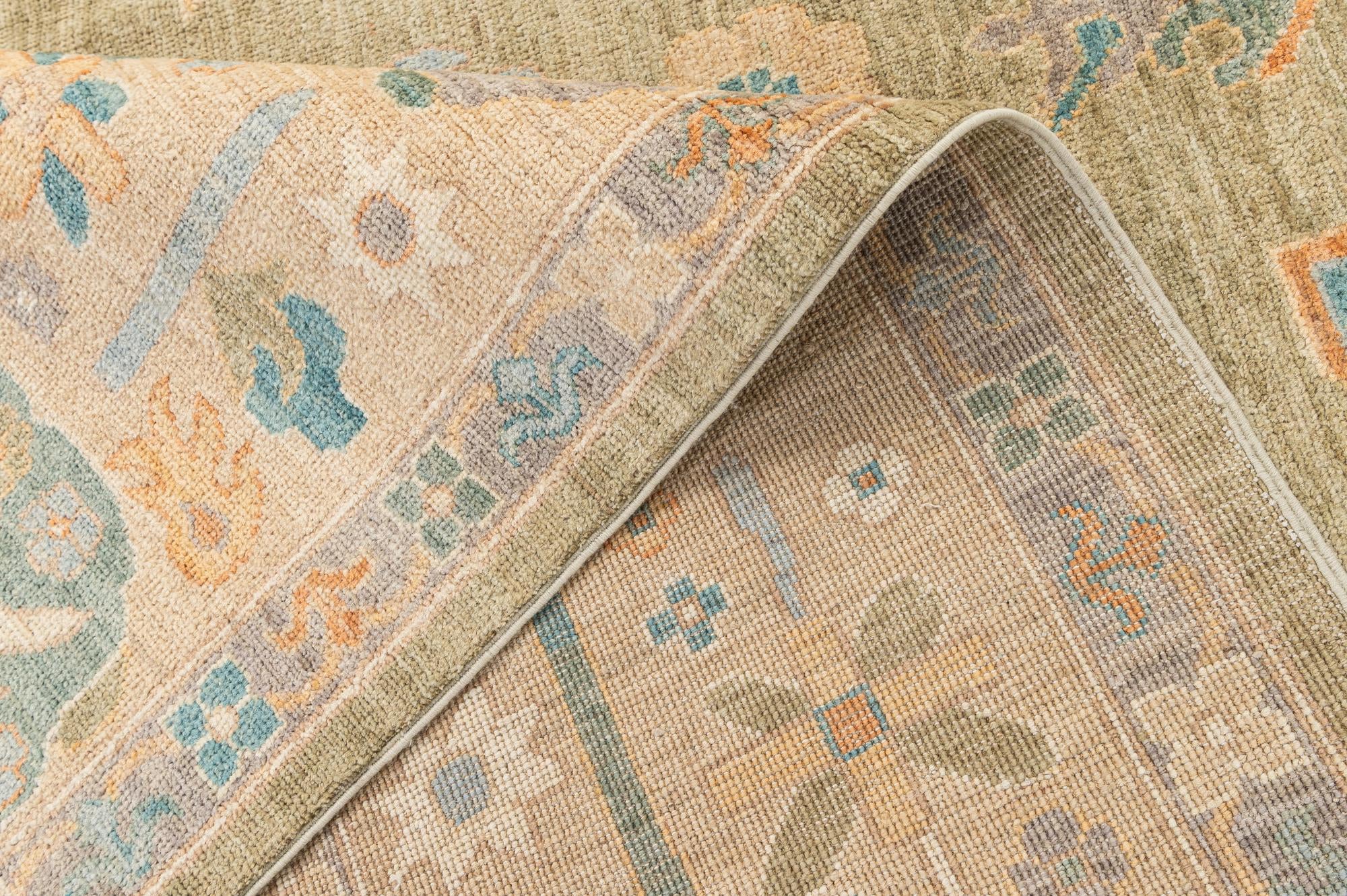 8' 1 x 9' 10 Hand Knotted Oushak Wool Rug
