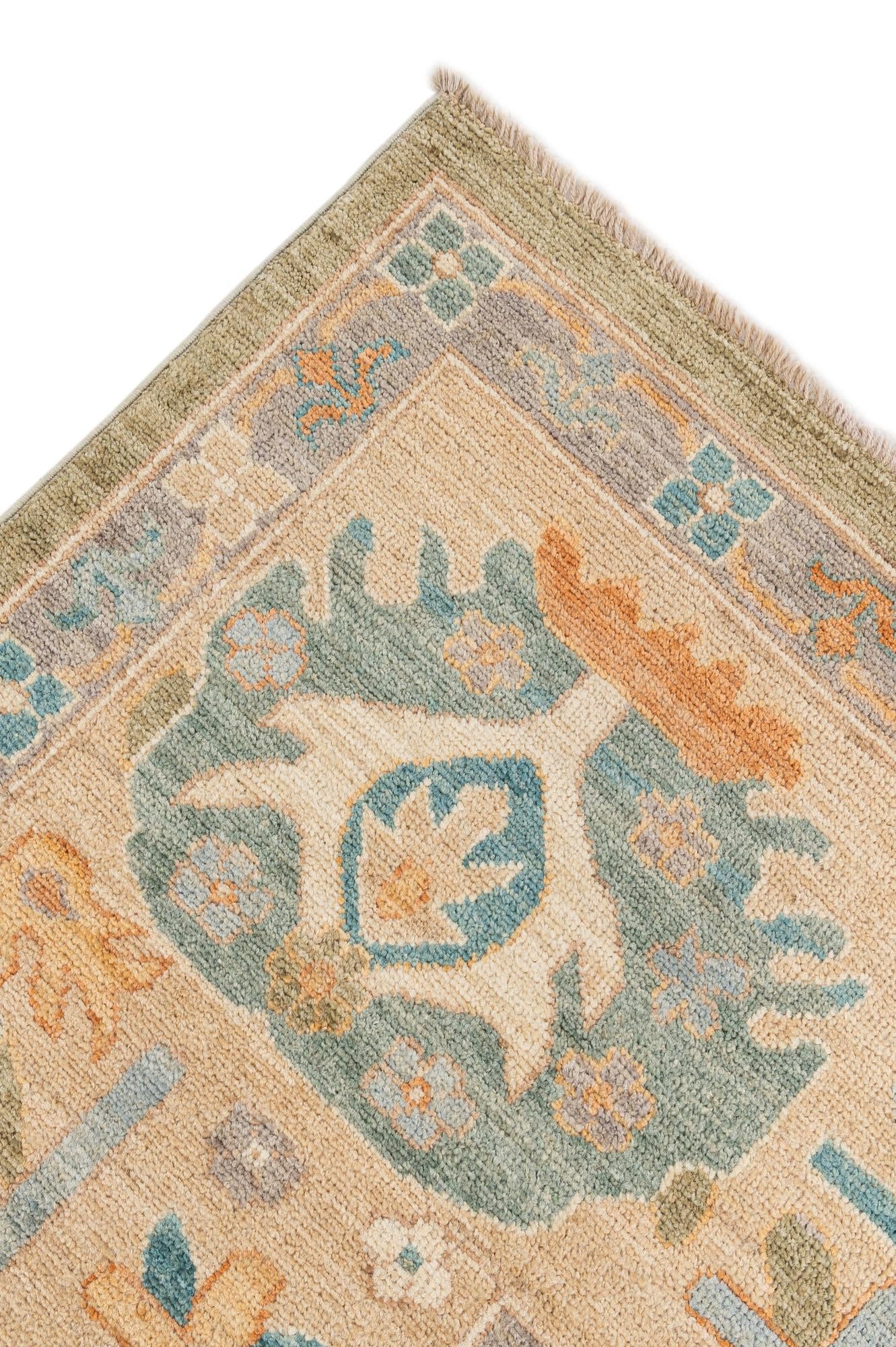 8' 1 x 9' 10 Hand Knotted Oushak Wool Rug