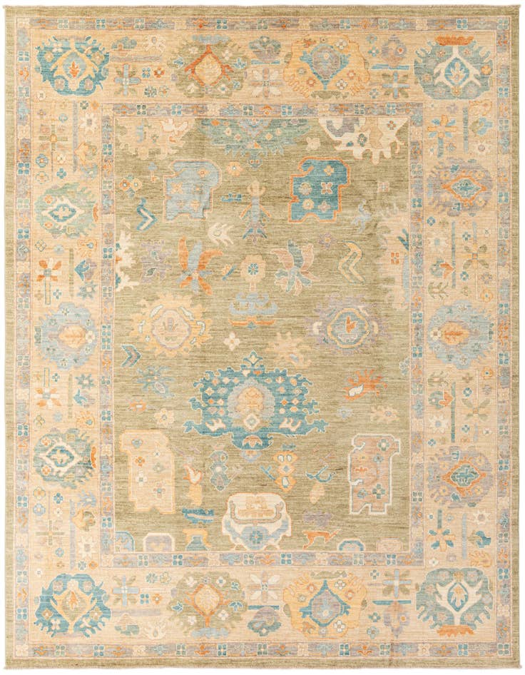 Detail image of 8' 1 x 9' 10 Hand Knotted Oushak Wool Rug