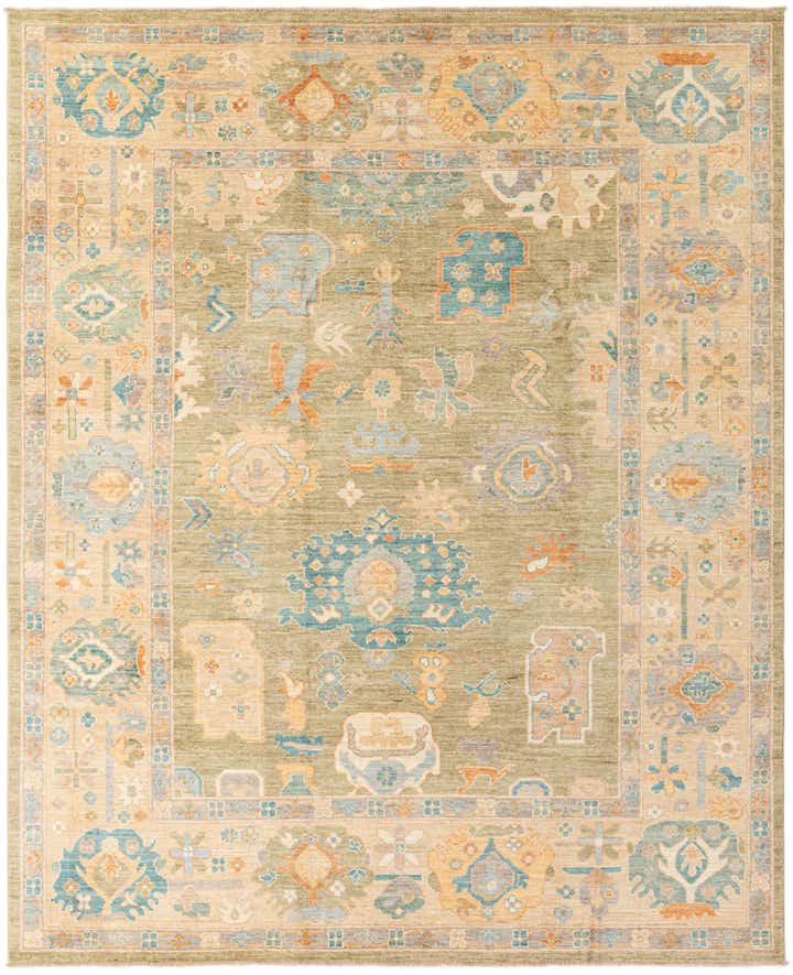 8' 1 x 9' 10 Hand Knotted Oushak Wool Rug