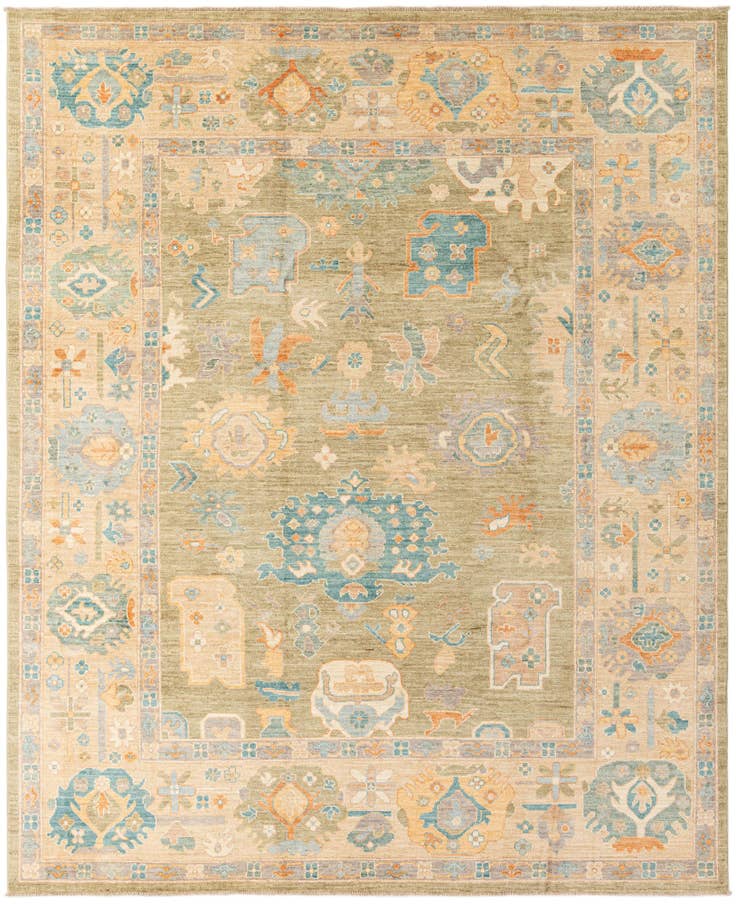 Detail image of 8' 1 x 9' 10 Hand Knotted Oushak Wool Rug