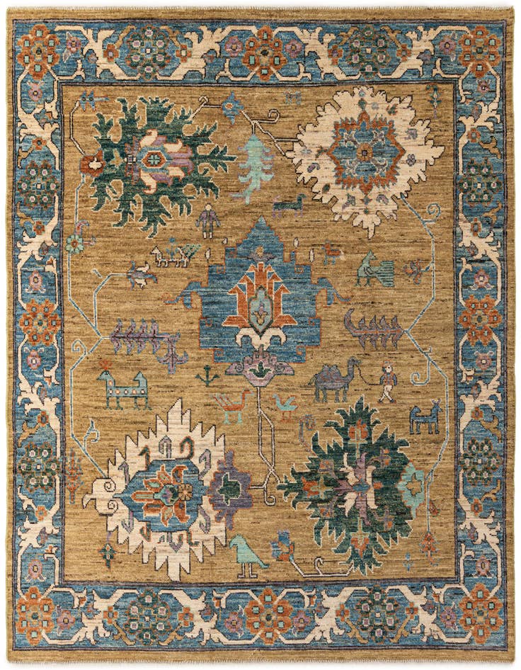 Detail image of 8' 5 x 9' 10 Hand Knotted Oushak Wool Rug