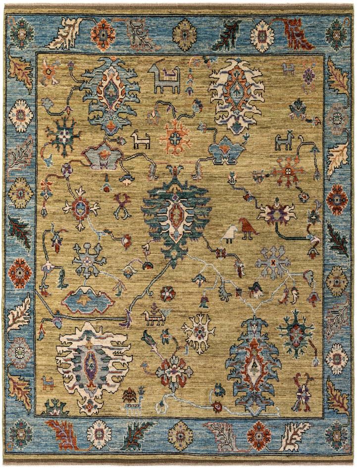 Detail image of 9' 2 x 11' 11 Hand Knotted Oushak Wool Rug