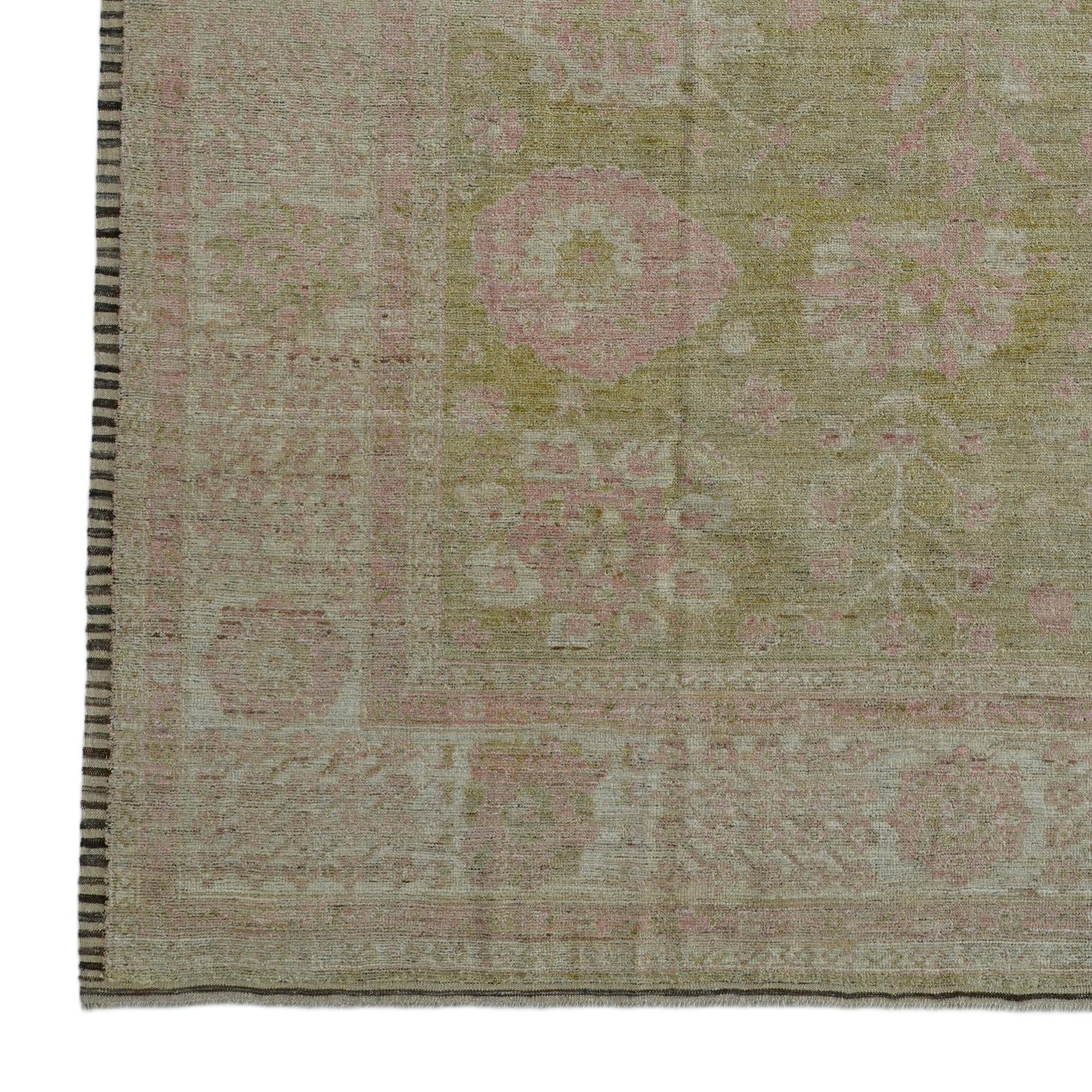 10' 6 x 14' Hand Knotted Oushak Wool Rug