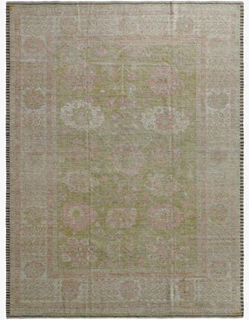 10' 6 x 14' Hand Knotted Oushak Wool Rug