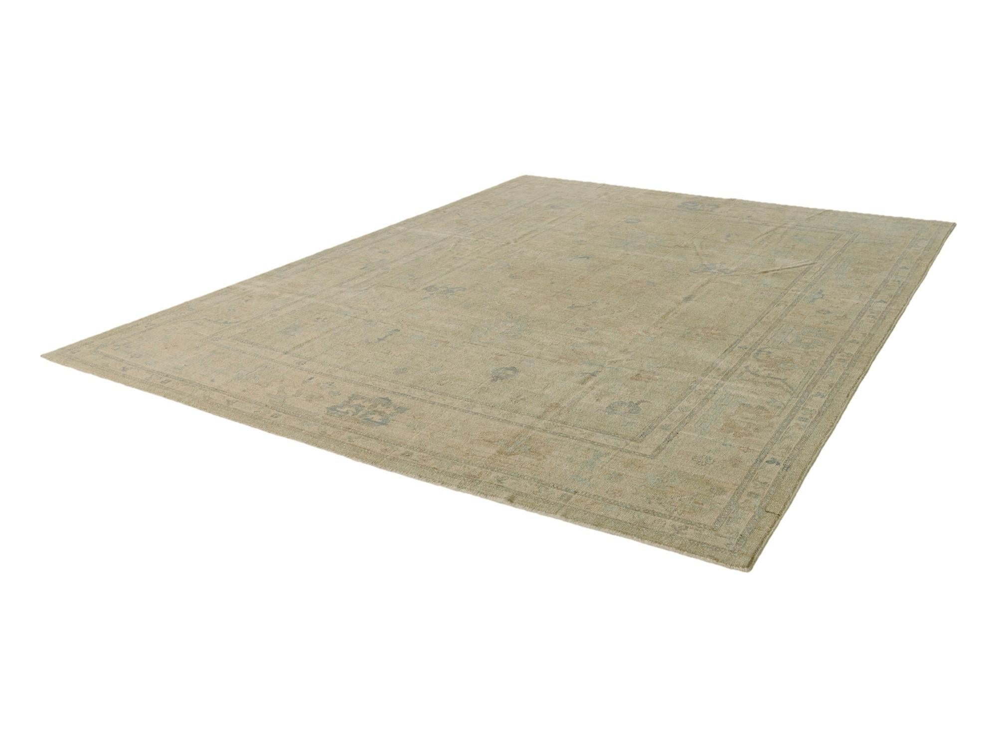 9' x 12' Hand Knotted Oushak Wool Rug