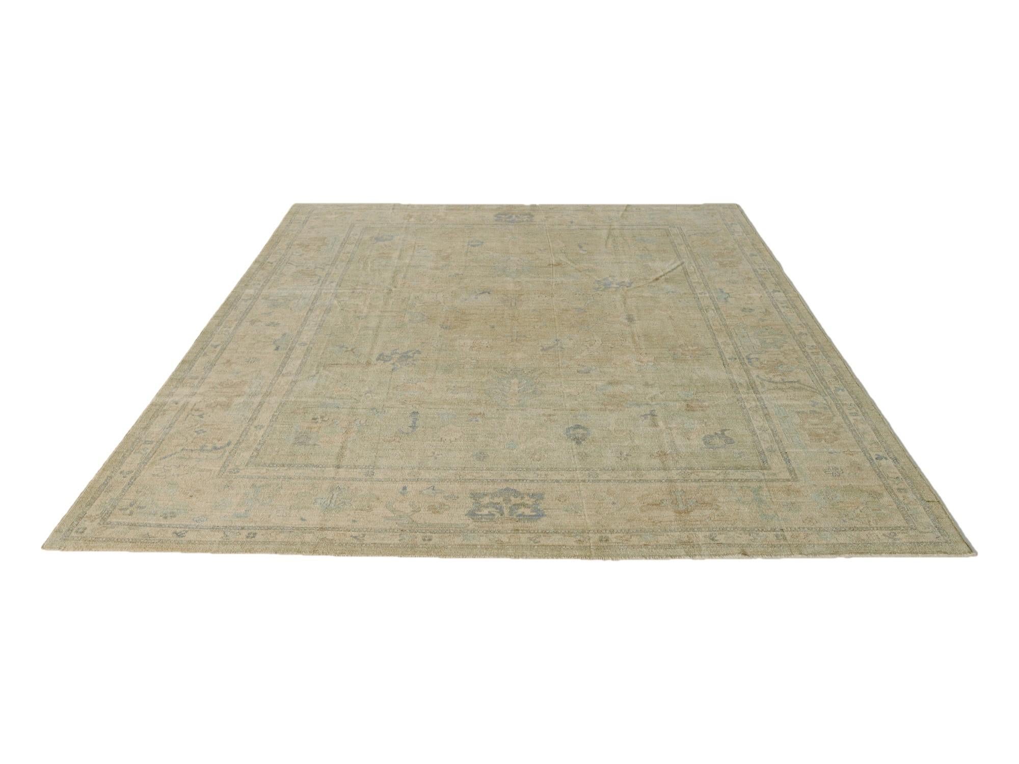 9' x 12' Hand Knotted Oushak Wool Rug