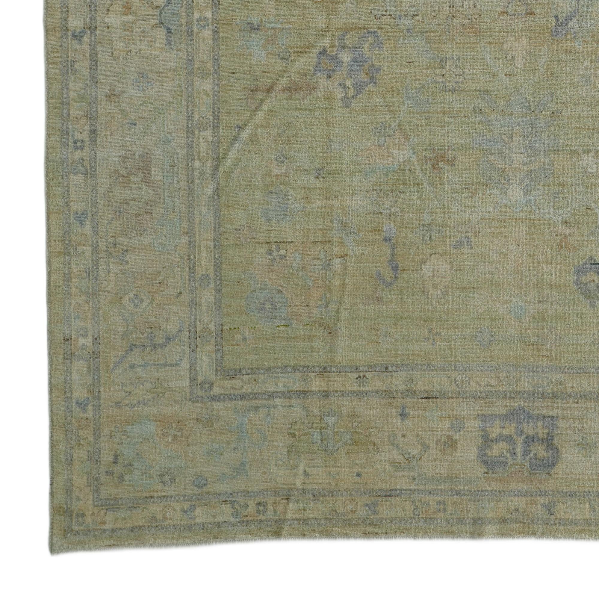 9' x 12' Hand Knotted Oushak Wool Rug