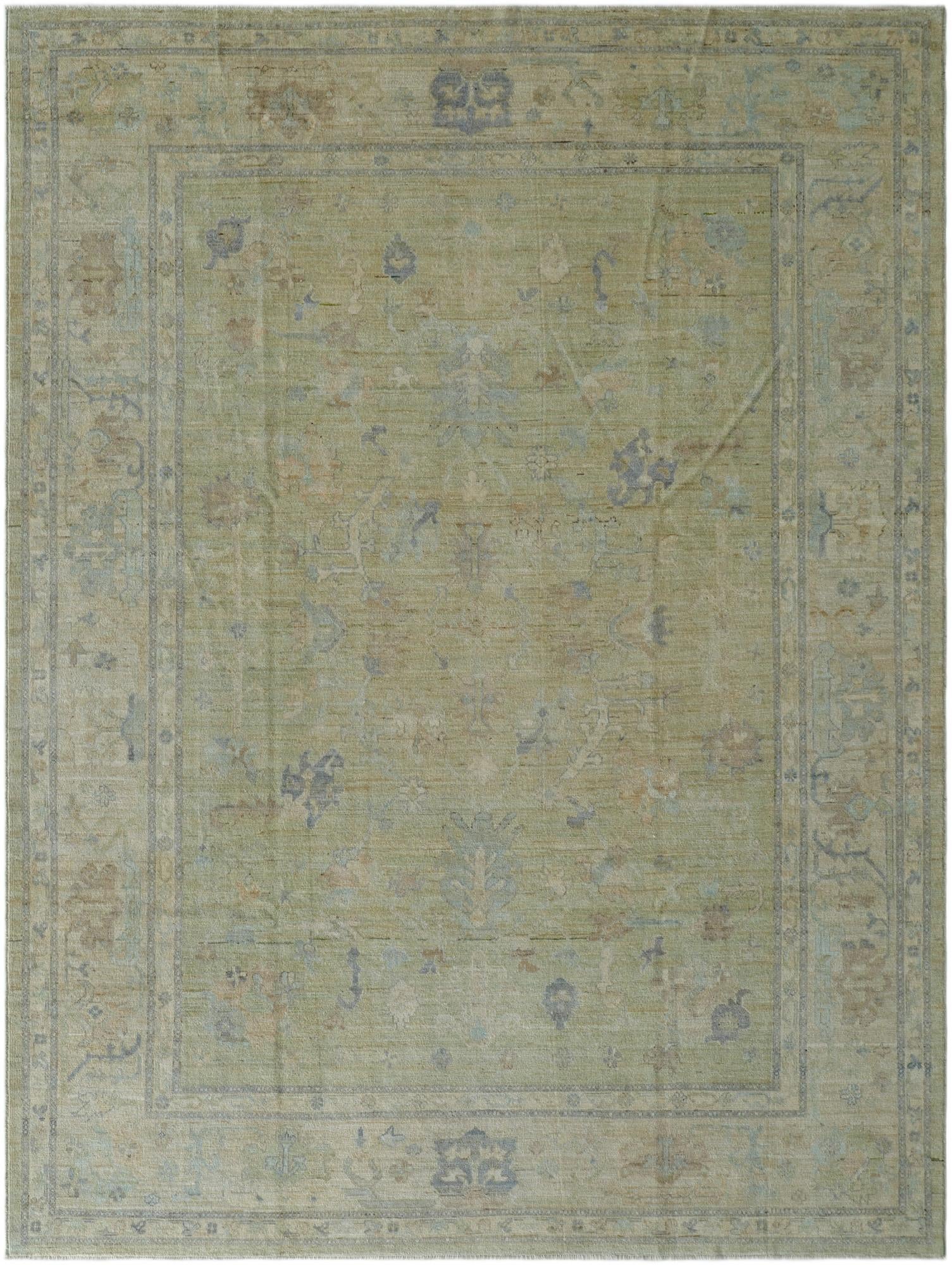 9' x 12' Hand Knotted Oushak Wool Rug
