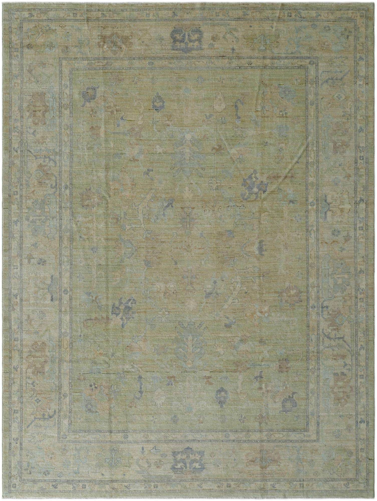 9' x 12' Hand Knotted Oushak Wool Rug