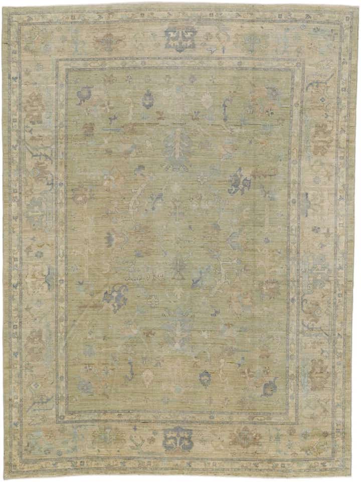 9' x 12' Hand Knotted Oushak Wool Rug
