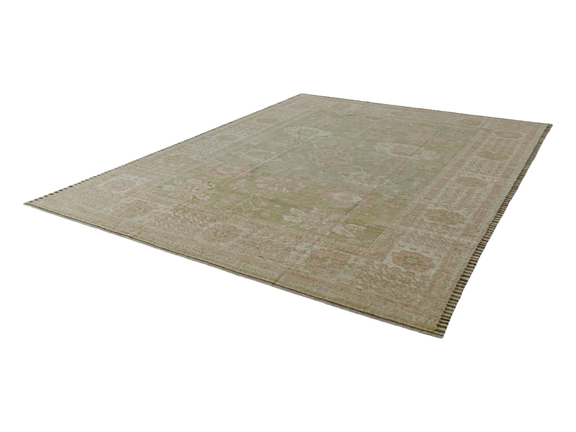 10' 4 x 14' Hand Knotted Oushak Wool Rug