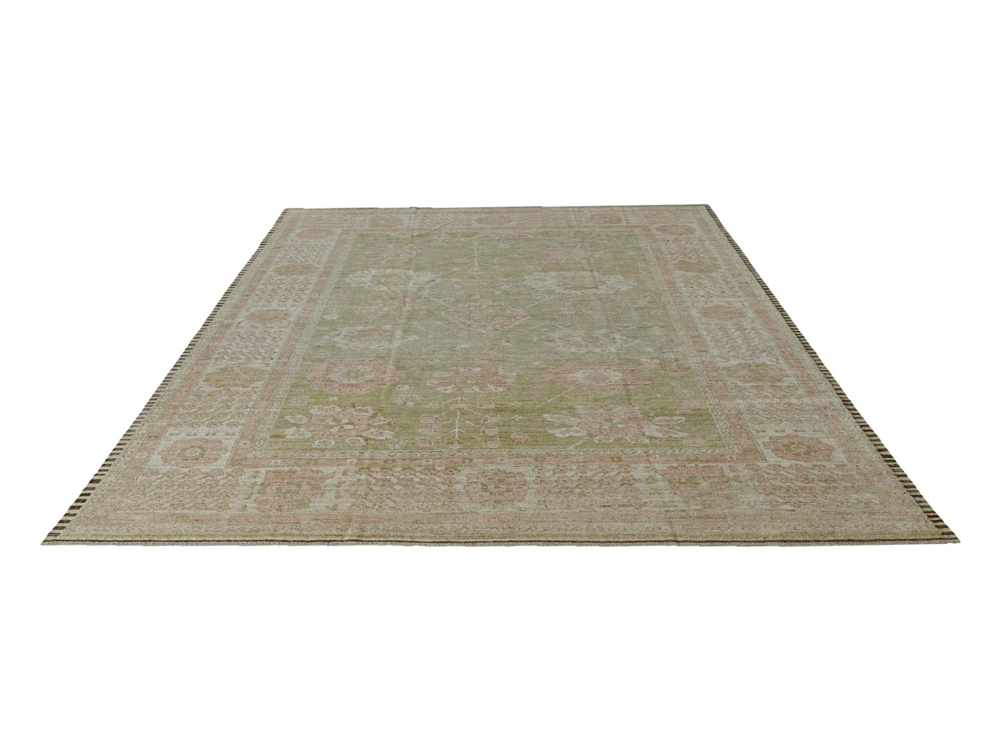 10' 4 x 14' Hand Knotted Oushak Wool Rug