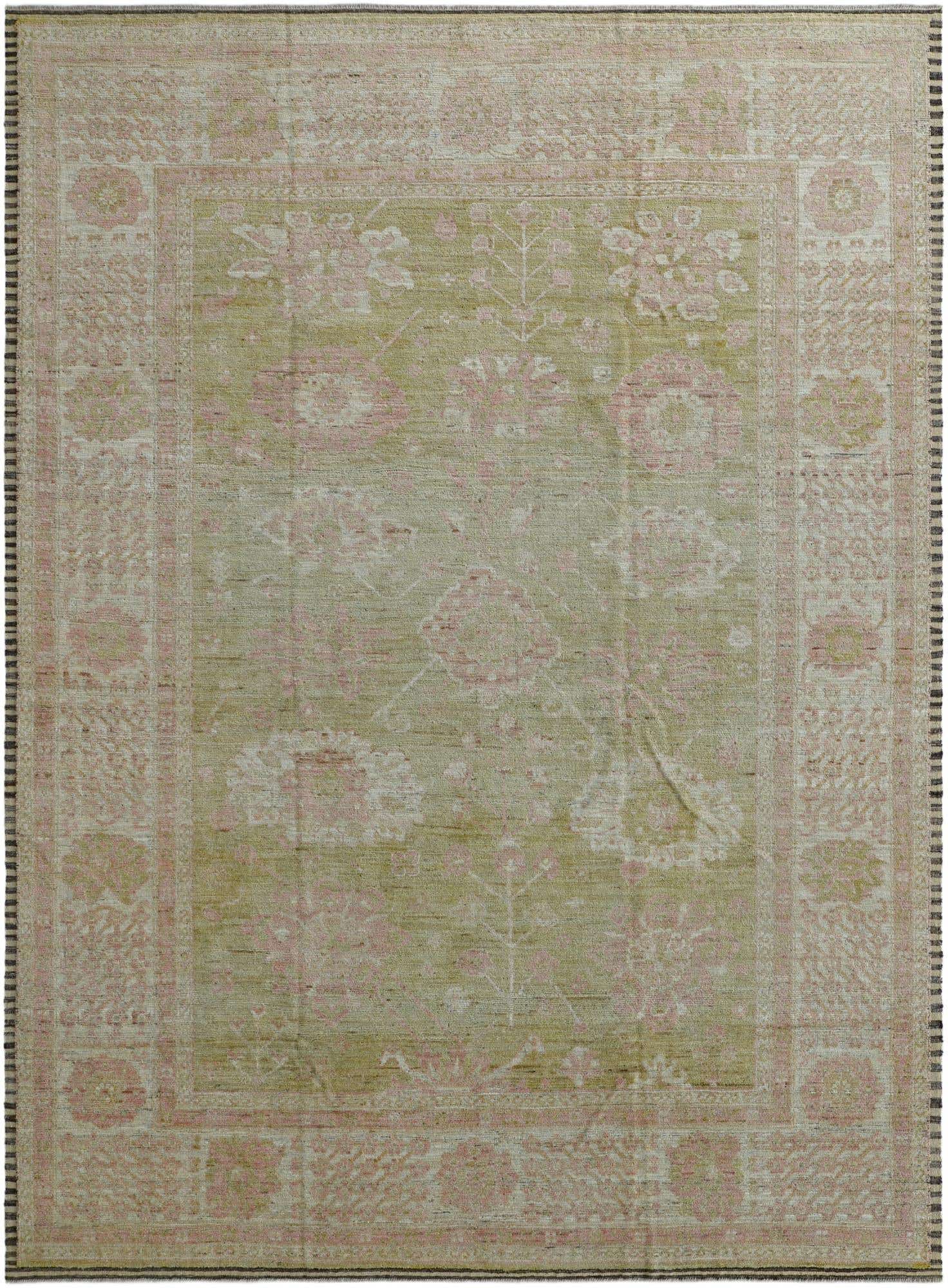 10' 4 x 14' Hand Knotted Oushak Wool Rug