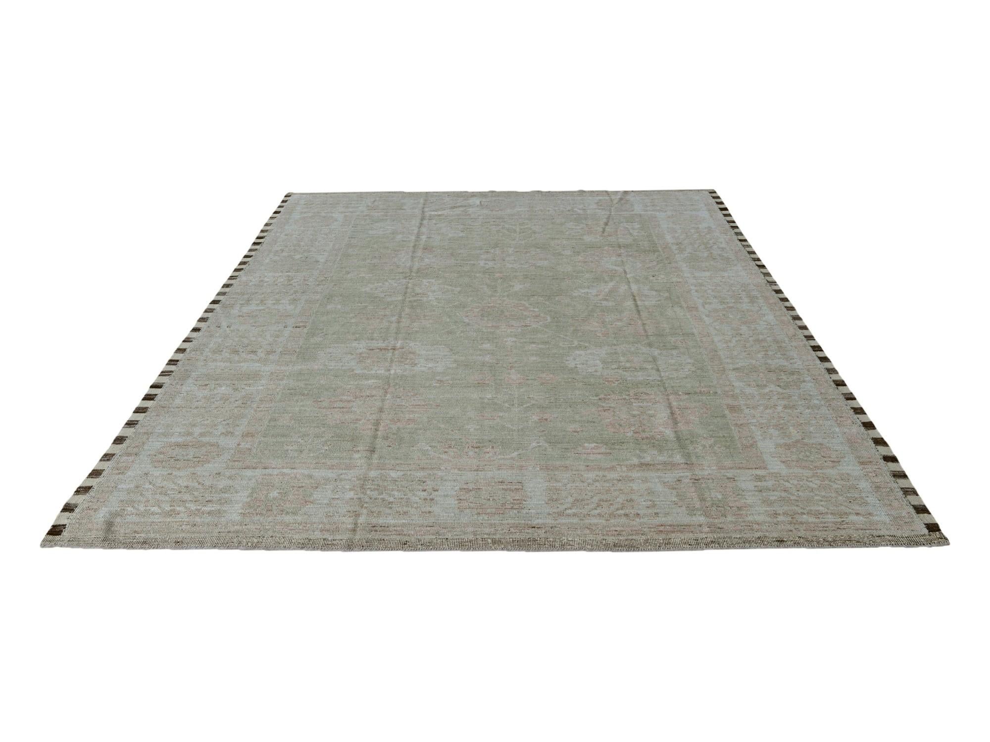 9' 4 x 12' 6 Hand Knotted Oushak Wool Rug