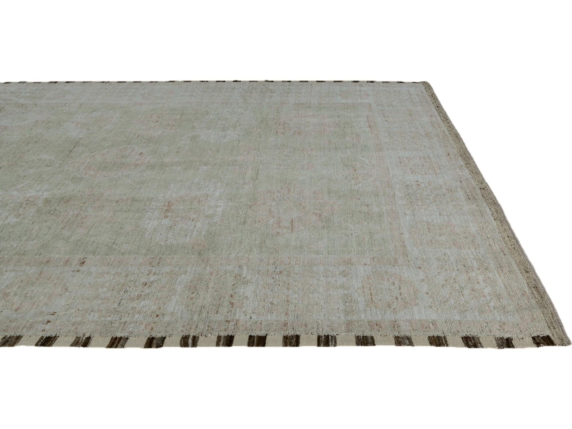 9' 4 x 12' 6 Hand Knotted Oushak Wool Rug
