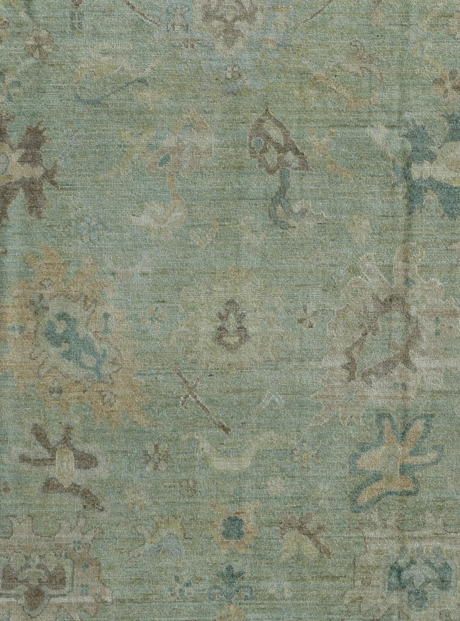 9' 2 x 11' 9 Hand Knotted Oushak Wool Rug