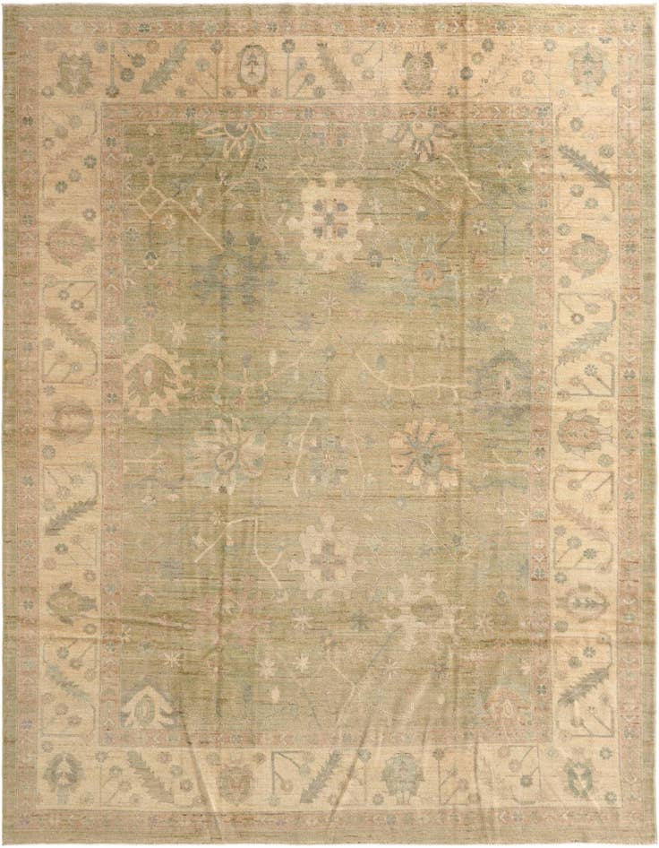 Detail image of 10' 3 x 13' 10 Hand Knotted Oushak Wool Rug