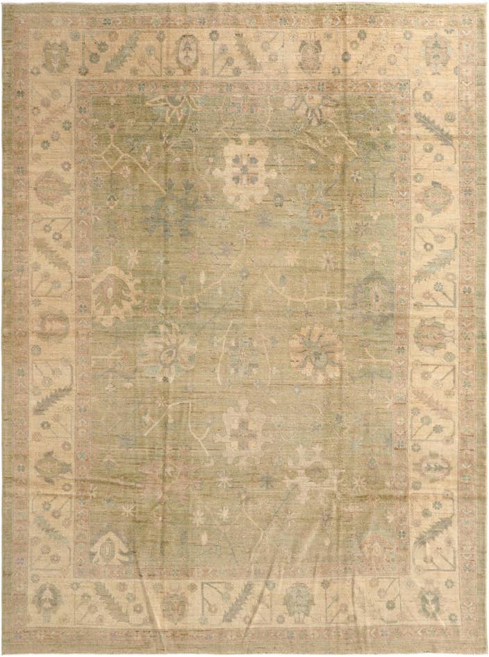 Detail image of 10' 3 x 13' 10 Hand Knotted Oushak Wool Rug