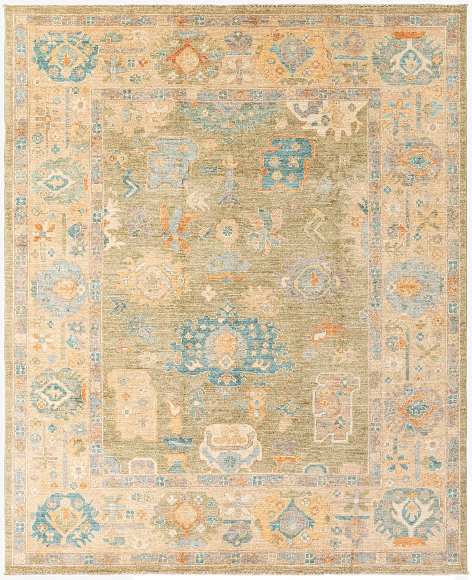8' 1 x 9' 10  Hand Knotted Oushak Wool Rug