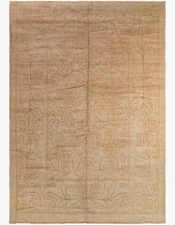 9' x 13' Hand Knotted Oushak Wool Rug