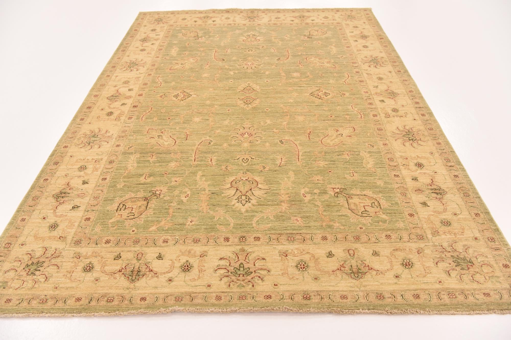 5' 7 x 7' 10 Hand Knotted Peshawar Ziegler Rug