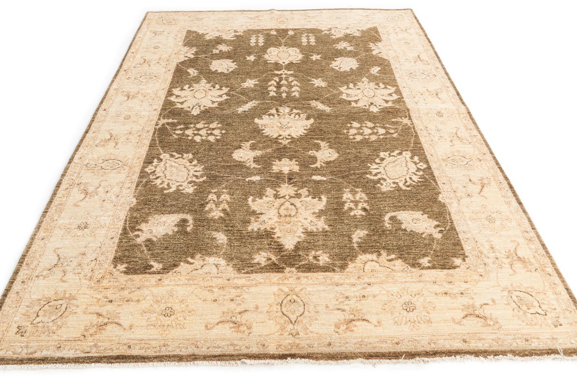 5' 8 x 8' 2 Hand Knotted Peshawar Ziegler Oriental Rug