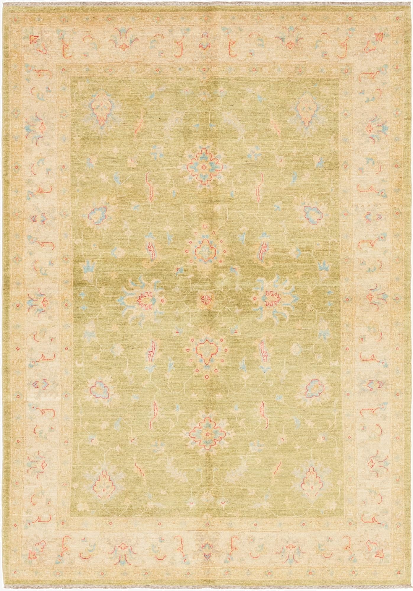 5' 9 x 8'  Hand Knotted Peshawar Ziegler Rug
