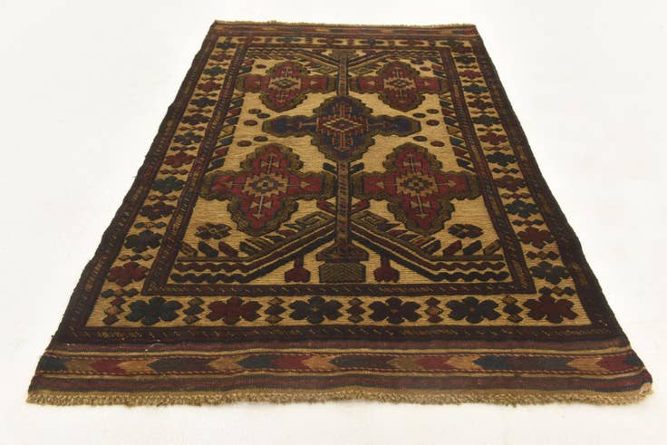 Detail image of 2' 8 x 4' 5 Hand Knotted Sumak Wool Rug