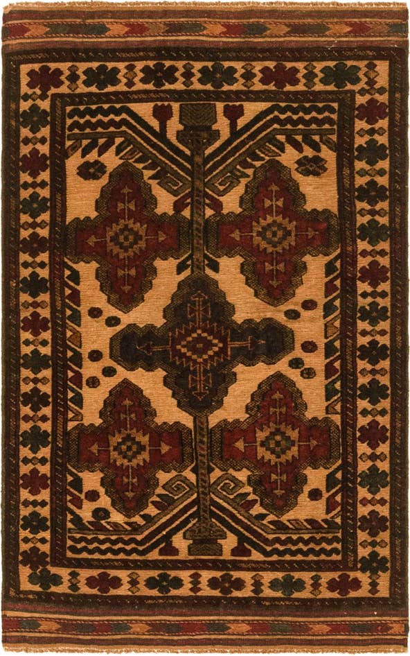 Detail image of 2' 8 x 4' 5 Hand Knotted Sumak Wool Rug