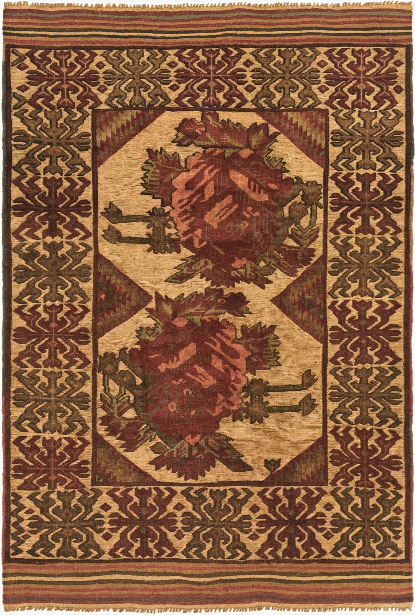 3' 10 x 6' 1  Hand Knotted Sumak Wool Rug