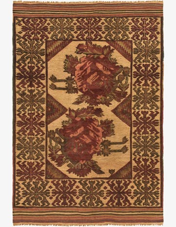3' 10 x 6' 1 Hand Knotted Sumak Wool Rug