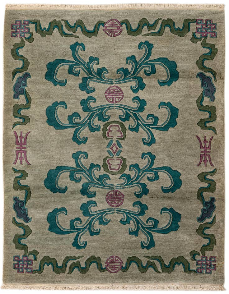 Detail image of 4' 2 x 6' Hand Knotted Tibet Wool Rug