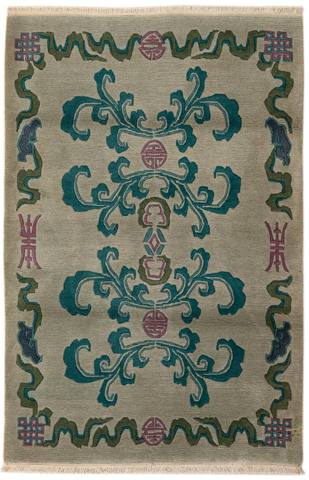 Detail image of 4' 2 x 6' Hand Knotted Tibet Wool Rug