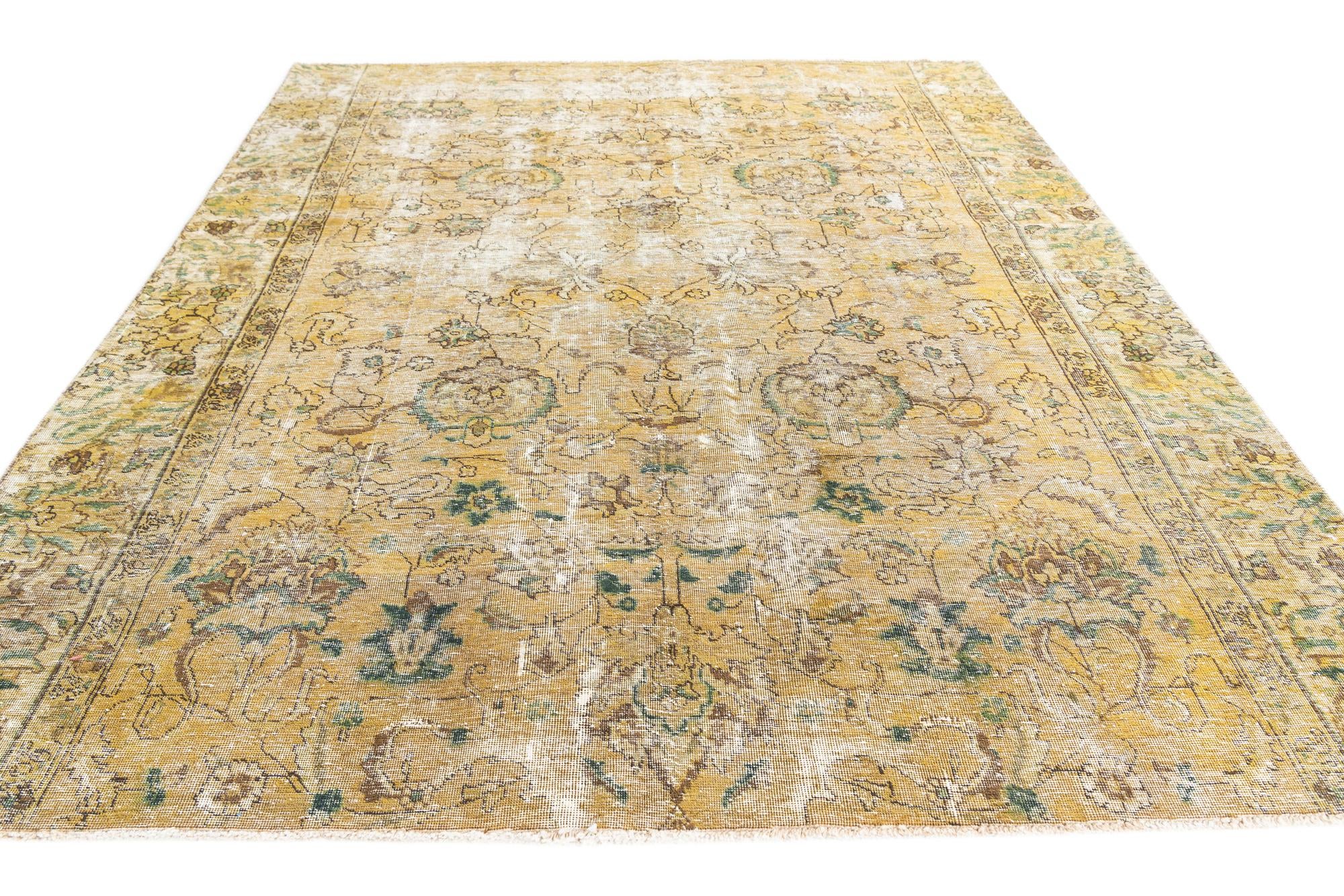 6' 7 x 8' 3 Hand Knotted Ultra Vintage Persian Wool Rug