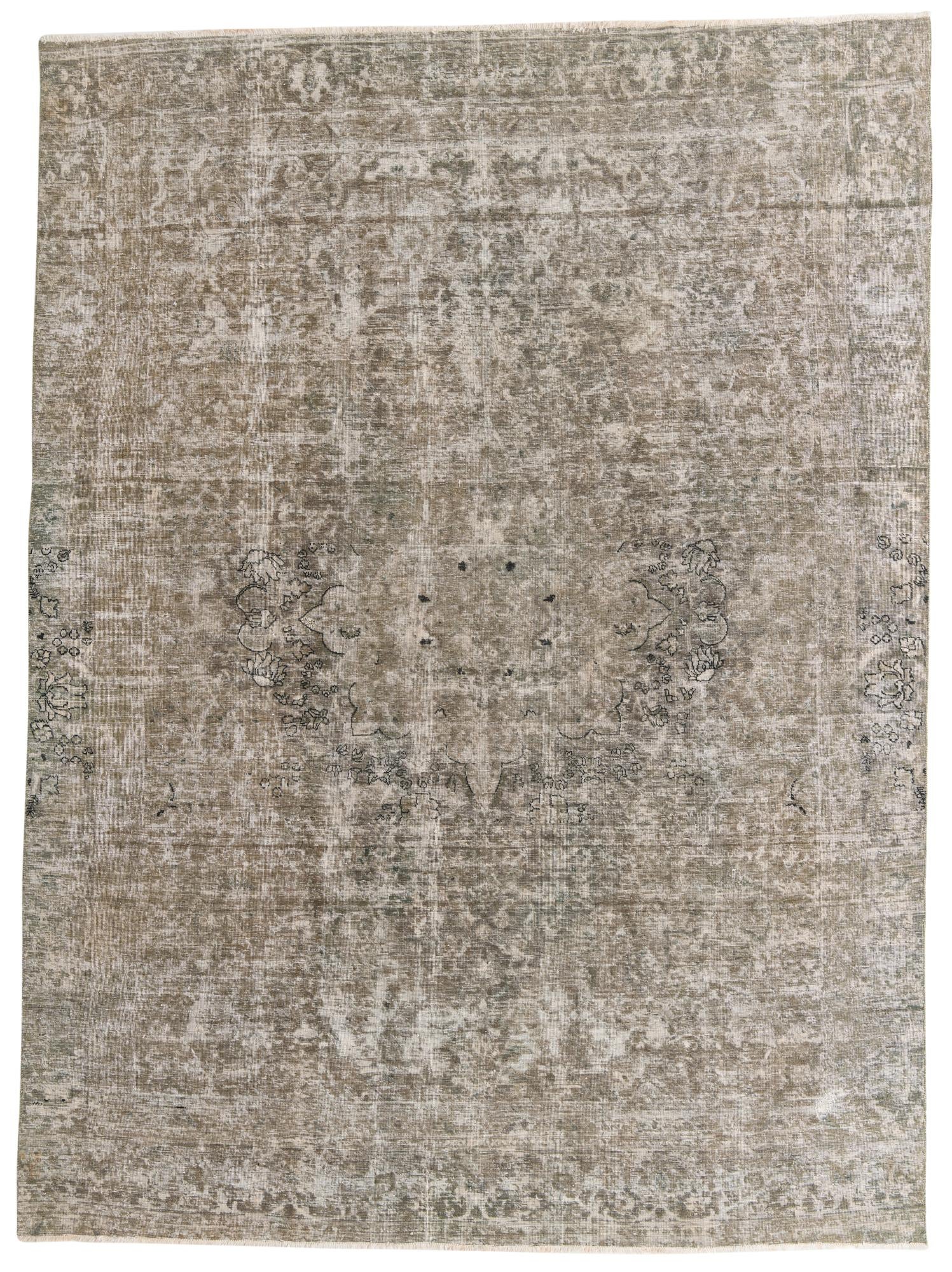Olive 9' x 12' 1 Hand Knotted Ultra Vintage Persian Wool Rug
