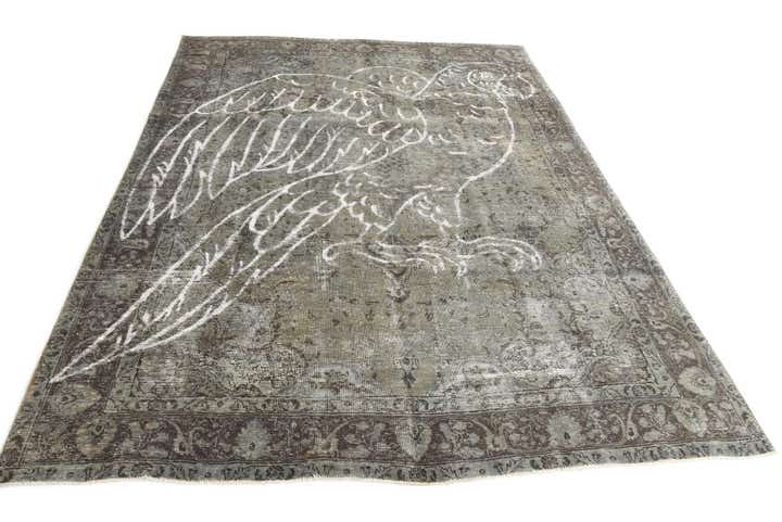 8' 1 x 11' Hand Knotted Ultra Vintage Persian Wool Rug