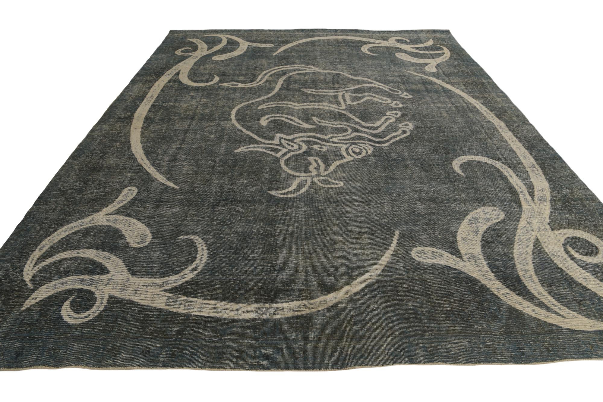 9' 5 x 12' 6 Hand Knotted Ultra Vintage Persian Wool Rug