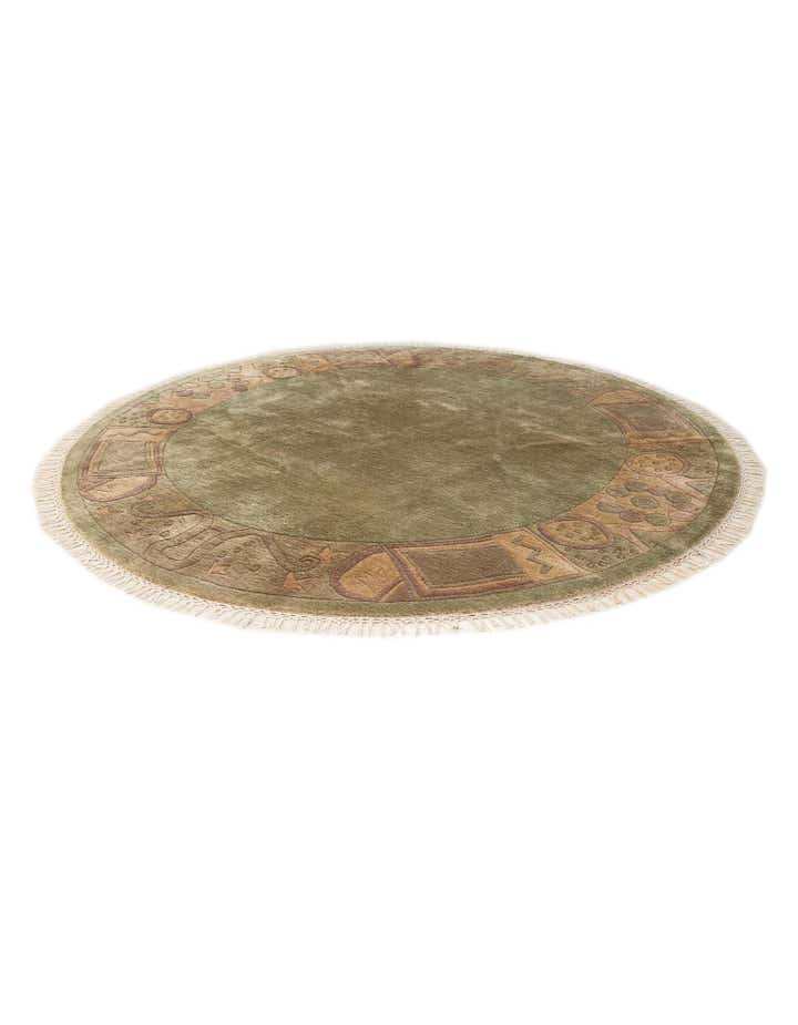 7' 2 x 7' 3 Hand Knotted Nepal Wool Round Rug