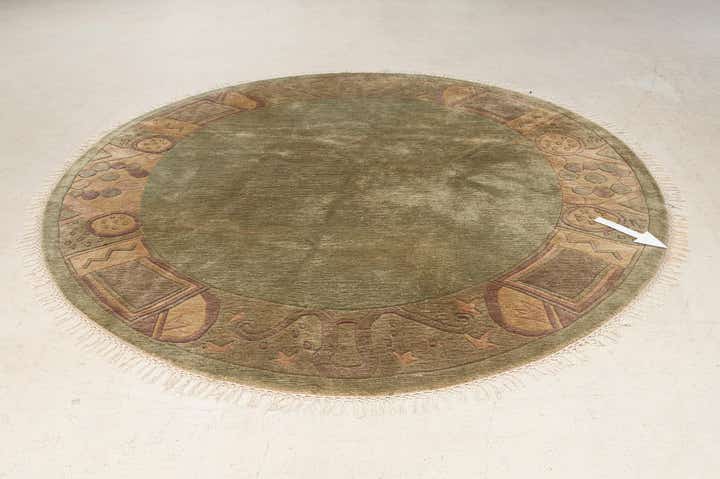 7' 2 x 7' 3 Hand Knotted Nepal Wool Round Rug
